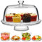 dine@drinkstuff Glass Multifunctional Cake Stand and Dome - Cake Dome, Punch Bowl and Salad Bowl In One