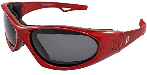 Hurricane Eyewear Kategorie 5 Jet Ski Wassersport Schwimmende rote Brille Austauschbare Sonnenbrille zu Brille mit polarisiertem Rauchglas, Rot, Erwachsene