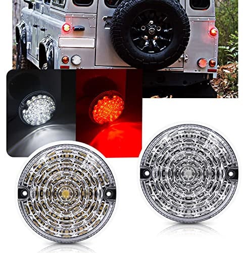 NSLUMO Aktualisierung Defender Runden LED Nebel & Rücklicht Für Defender Hinten Nebel Rückfahrscheinwerfer (95mm Klare Linse)