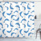 ABAKUHAUS Meerestiere Duschvorhang, Wildtiere unter dem Meer, Stoffliches Gewebe Badezimmerdekorationsset mit Haken, 175 x 180 cm, Weiß Blau