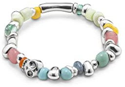 UNO de 50 | Pulsera Elástica Bañada en Plata de Ley | Cristales Multicolor | Joya Artesanal | Hecho a mano en España