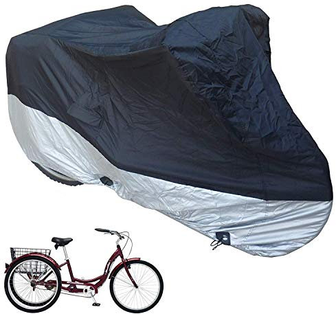 MOPHOTO Bike Cover Adult Tricycle Cover for Outdoor Bicycle Storage, Heavy Duty Ripstop Material, Waterproof & Anti-UV (75 L x 30 W x 44 H)