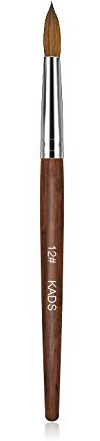 Red Wooden Nail Brush Kolinsky Sable Hair Nail Tool Acrylic Professional Nail Art Brush for UV Gel Polish (12#)