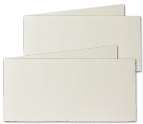 25x DIN Lang Vintage Faltkarten, Büttenpapier, 100 x 210 mm - quer-doppelt, Natur-Weiß 240 g/m² - Vellum Oberfläche - Karten aus Büttenpapier