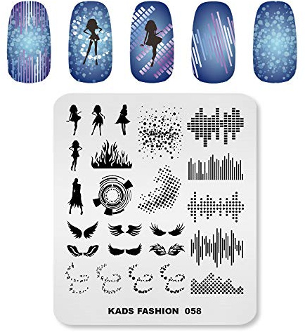 Alexnailart Nail Stamping Platte Nail Art Flügel Musik Disco Tänzerin Bild Vorlage Transfer Schablonen Maniküre drucken Nagel Kunst DIY werkzeug