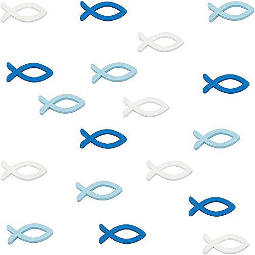 120 Stücke Fisch aus Holz, Taufe Deko Junge Mädchen, Fischdekoration aus Holz, Hölzern Hohle Fischform Tischdeko Kommunion Dekoration für Taufe, Kommunion, Konfirmation, Party, Hochzeit