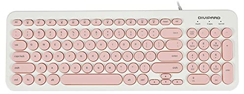 LJFLI Clavier Gaming Mecanique Cahier d'ordinateur de Bureau à clé Ronde Mute Bureau multimédia Filaire USB,Pink