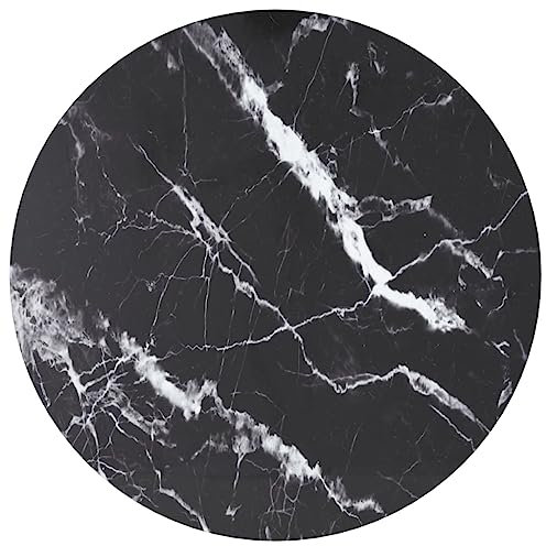 vidaXL Tablero de Mesa Vidrio Templado Diseño Mármol Muebles Mobiliario Repuesto Superficie Comrdor Jardín Patio Terraza Negro Ø70x0,8 cm