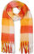 styleBREAKER Damen Web Strickschal mit buntem Karo Muster und langen dicken Fransen, warmer Winter, Stola 01017138, Farbe:Rot-Weiß-Curry
