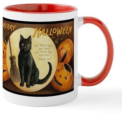 CafePress Vintage Merry Halloween Mug 11 oz (325 ml) Ceramic Coffee Mug