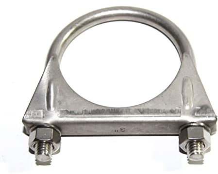 3 Inch Stainless Steel Heavy Duty U-Bolt Exhaust Muffer Clamp (76mm), Saddle Design with Reinforced Ribs