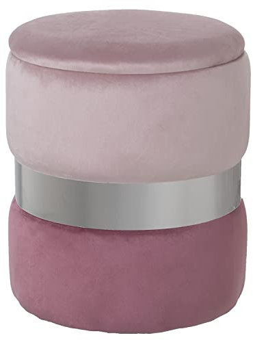 DRW Runde Sitzsack mit Aufbewahrung aus Samt, Rosa, 2 Farbtöne und Silber, 37 x 43 cm, Mehrfarbig, estandar
