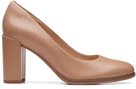 Clarks Women's Freva85 Court Pump, Praline Leather, 4 UK