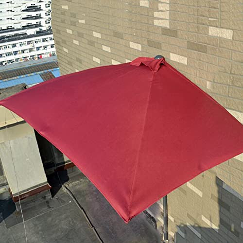 GALLIN Halbschirm Sonnenschirm Gartenschirm Neigbar Marktschirme Rechteckig Wandschirm 195 * 100cm Parasol Halb Balkonschirm, Kurbel (Color : Wine red)