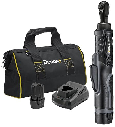 Durofix RW1210-3P2G G12 Brushless Electric 3/8” Cordless Ratchet Wrench Set Power Tool Kit | Tool Set Includes 2 x 12V (10.8V) Lithium-Ion G12 Battery Packs, Plus Charger & Canvas Bag