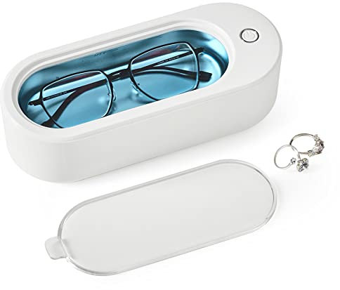 CO-Z Ultrasonic Jewellery Cleaner,46kHz 360 mL Ultrasonic Cleaner with Stainless Steel Basin, 18W Sonic Cleaner for Eyeglasses, Rings, Watch, Coins, Dentures More, Portable Ultrasonic Washing Machine