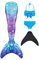 Pyjacos meerjungfrauenflosse mädchen Badeanzug - Meerjungfrau Flosse Bademode mit Bikini Set und Monoflosse Mermaid Tail, 4 Stück Set，blackseG5+46-140