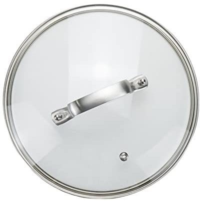 Tsnamay Couvercle de rechange en verre transparent de 22,9 cm pour poêle à frire, peut résister à 180 °C avec poignée en acier inoxydable, argent mat