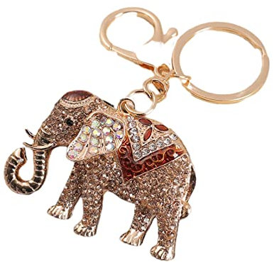 HOCAH Schlüsselanhänger 2 Stück Legierung Anhänger Elefant Schlüsselanhänger Kleines Geschenk Auto Anhänger Strass Freund Und Freundin Kleines Geschenk, Gold