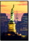 Wandbild Statue of Liberty & Chrysler Building | 50 x 70 cm Hochformat | Bild mit Rahmen schwarz Hochformat | Poster Motive Stadt | New York Wahrzeichen Manhattan Freiheitsstatue | Wohnzimmer Büro