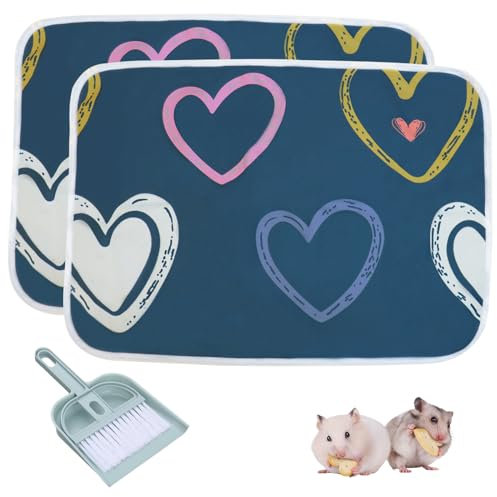 TUAKIMCE 2 Stücke PIPI Pads für Meerschweinchen Käfig, Hamster Matte Wiederverwendbar für Meerschweinchen, Waschbar, für Kleintiere, Hamster, Chinchilla, mit Reinigungswerkzeug