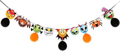 Rpporm Halloween-Flaggen-Ziehen-Dekoration, Vlies-Flaggen-Ziehen, Party-Dekorationen, Ghostn-Haus-Requisiten, hängende Flaggen-Dekorationen Reichsflagge Tischflagge (B, One Size)