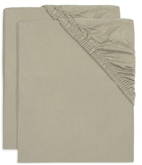 Jollein Spannbettlaken Jersey - Für Wiegen - Olive Green - 2er Pack - 40/50x80/90cm - 100% Baumwolle - Spannbetttuch - Olivgrün