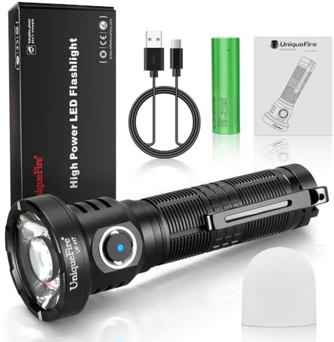 UniqueFire H7 EDC Rechargeable Flashlight 2500 High Lumen Tactical Flash Light with SFT-40 LED & TIR Lens Powerful Super Bright Flashlight Long Range Flashlight for Hiking
