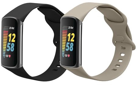 kwmobile 2X Sportarmband kompatibel mit Fitbit Charge 6 / Charge 5 Armband - Fitnesstracker Band Set aus TPU Silikon