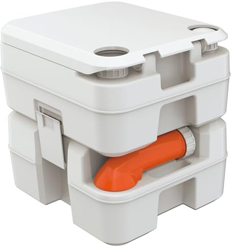 Portable Toilet, 20L 5.28 Gallon Multifunctional Upgrade Flush Mobile RV Caravan Motorhome Boat Outdoor Toilet, Clean Water Tank and Sewage Tank Separate Toilet