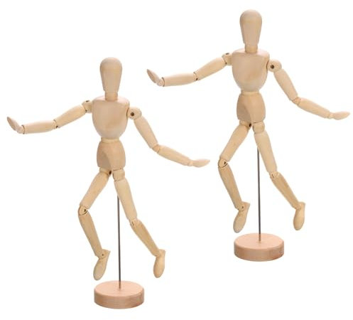 PATIKIL 12 Holz Mannequin Figur, 2 Stück Künstler Zeichenpuppe Modell Flexibel Bewegliche Gelenkige Skizzierende Lay Figur für Malerei Zeichnung Dekoration