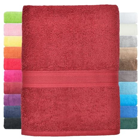 leevitex® Duschtuch 2er Set aus 100% Baumwolle, weich und saugstark | 500 g/m² | 70 x 140 cm | Bordeaux