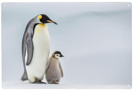 artboxONE Metall-Poster 20x30 cm Tiere Kaiserpinguin Familie von Künstler Uwe Merkel