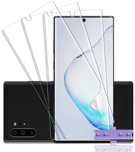 Rnnmeeko Protection D'écran Compatible avec Samsung Galaxy Note 10 Plus (Pas Verre Trempé) Film TPU Flexible 3 Pièces, HD/Anti-Rayures 3D Full Coverage Protection écran pour Galaxy Note 10 Plus