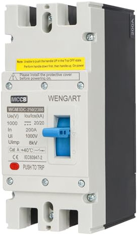 Wengart DC-MCCB WGM3DC-250, DC1000V 2P 200A, Geeignet für Ladestationen für Elektrofahrzeuge und Solar-Photovoltaikanlagen