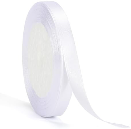 jijAcraft Satinband Weiß 10mm Schleifenband Dekoration Hochzeit Weihnachten, 22m Dekoband Weiss, Geschenkband Weiß Dekoband für Weihnachten, Taufe, Hochzeit, Geschenkverpackung