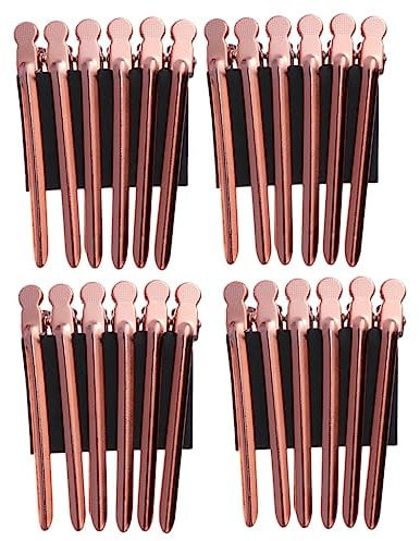 Mikinona 24pcs Sturdy Hairdressing Partition Clips Stainless Steel Hair Clips for Sectioning