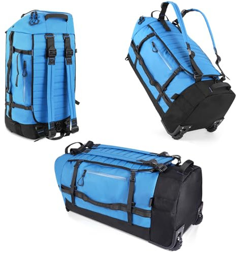 CONTAIL 86L Faltbarer Reiserucksack mit Gepolstertem,Gestepptem Boden, Wasserdichter,Zusammenklappbarer Reiserucksack mit Verlängerten Tragegriffen,Blau