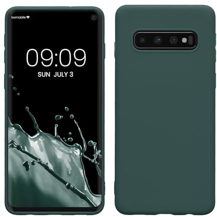 kwmobile Hülle kompatibel mit Samsung Galaxy S10 Hülle - weiches TPU Silikon Case - Cover geeignet für kabelloses Laden - Blaugrün