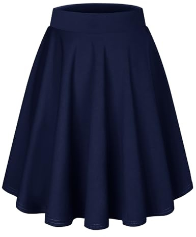 HomRain Women Basic Midi Skater Skirt A-Line Stretchy Flowy High Waist Skirts Navy-Midi XL