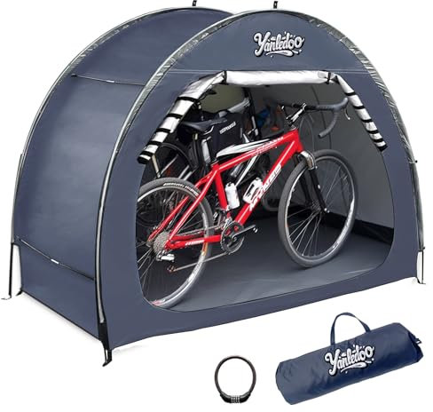 Yanledoo Bike Shed, Waterproof Bicycle Shelter, Outdoor Portable Bike Storage Shed Tent with 210D Oxford Fabric, Bicycle Cover Fits 2-3 Bikes (Blue)