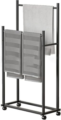 DFANCE Toallero Independiente,toallero de Metal de 2 Niveles para baño,toallero con Ruedas,Resistente a la oxidación y de Montaje rápido,toallero de Metal para Dormitorio