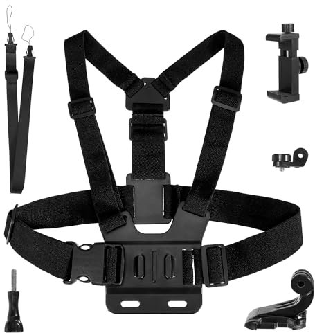 Handy Brusthalterung Brustgurthalter Verstellbarer Brustgurt Handyhalterung mit Anti-Shake-Seil Chest Mount für GoPro Hero 13 12 11 10 9 8 7 6 5 für DJI OSMO und die Meisten Handys