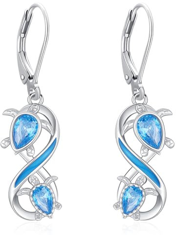Eusense Schildkröte Ohrringe 925 Sterling Silber Ohrringe Geburtsstein Schildkröte Ohrringe Schmuck Geschenke für Mädchen Frauen Damen