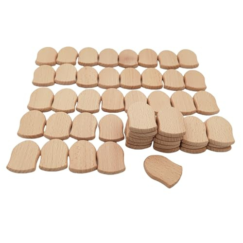 Unlackierte Blanko-Holzstücke, Laser-Gravur, Blanko-Etiketten aus Buchenholz, ohne Loch, Holzausschnitte, Scheiben für Heimwerker, Bastelbedarf, Malerei, Ornamente (spezielle Form, 50 Stück)