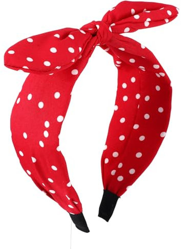 Serre-tête antidérapant avec nœud à pois pour femmes et filles - Accessoires de cheveux rétro - Rouge