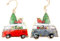 Christbaumschmuck Metall Anhänger Auto, Bulli, Bus, Camper mit Tannenbaum 2er Set