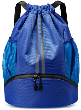 GAOHUI Drawstring Bags, Waterproof Backpack Swimming Bag for Kids, Gym Bag With Shoe Compartment, PE Sports Bag For Sports School Beach Holidays Swimming Travel (Blue)