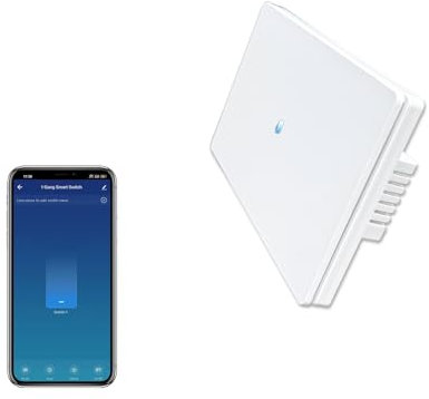 UseeLink Interruttore luce intelligente, interruttore luce WiFi, interruttore a parete WiFi, compatibile con Alexa e Google, richiede cavo neutro, non richiede hub (1 Gang)