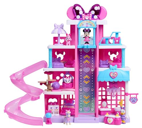 Just Play Disney Jr. Minnie Mouse Pet Hotel Playset, 20 Inch Playset, 25 Pieces Included, Ages 3 and Up, Kids Toys for Ages 3 Up by